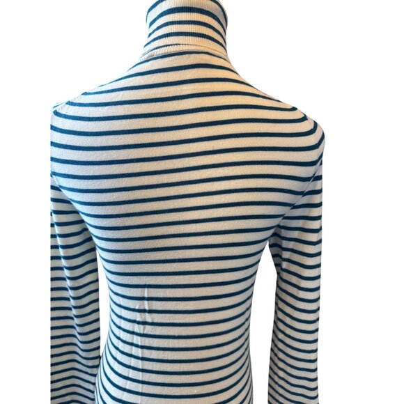 2/$30 ZARA Medium Striped Teal/Ivory Turtleneck Long Sleeve Sweater - Picture 8 of 12